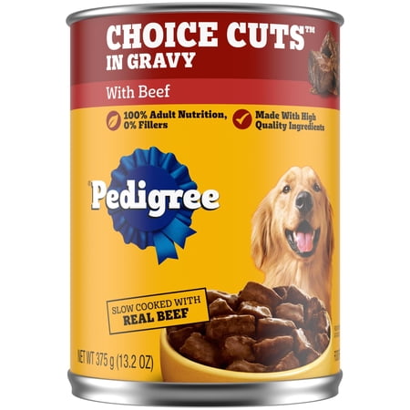 Pedigree Choice Cuts in Gravy Adult Soft Wet Dog Food with Beef, 13.2 oz Can