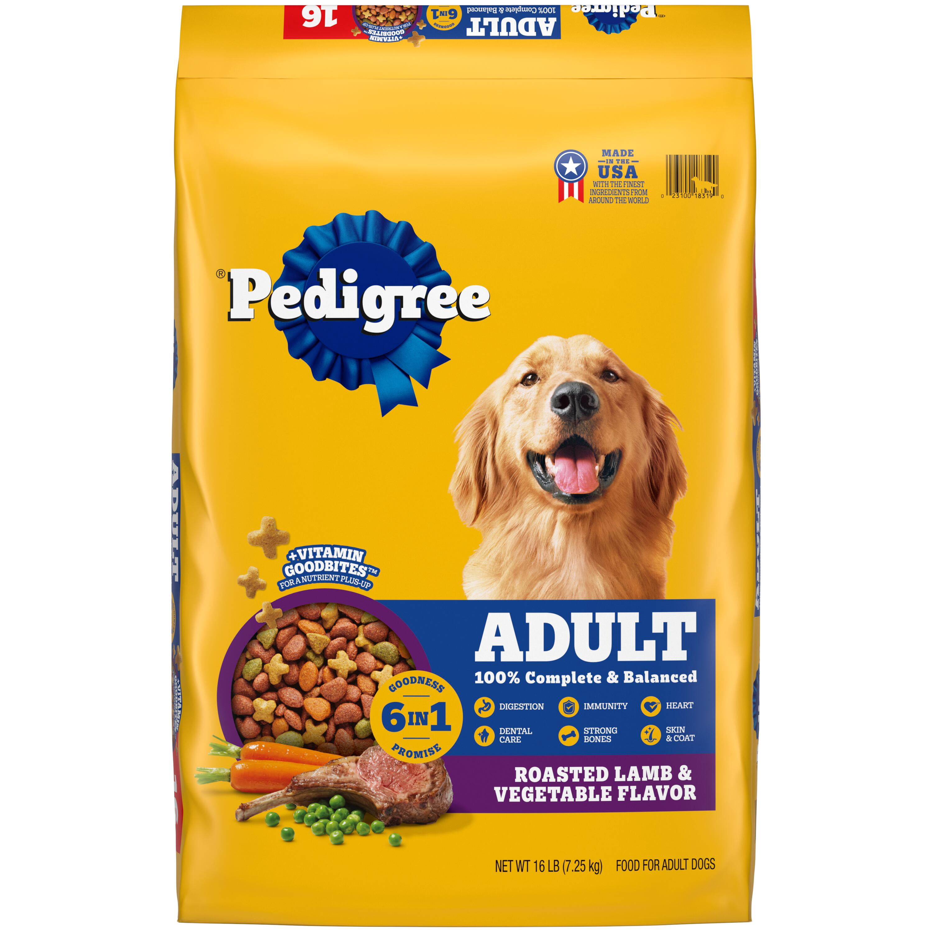 PEDIGREE Complete Nutrition Adult Dry Dog Food Roasted Lamb Flavor Dog Kibble, 16 lb. Bag