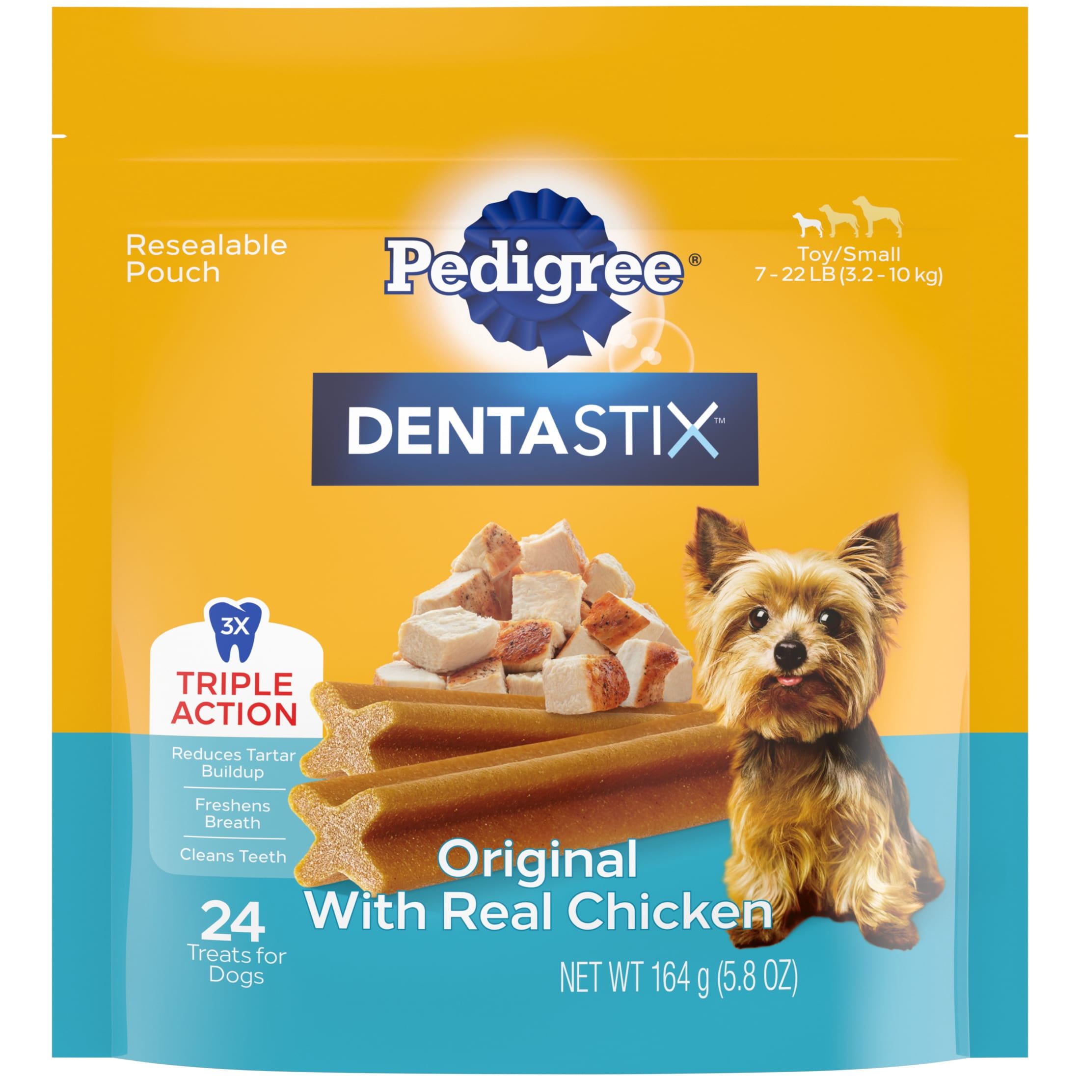 Pedigree Dentastix Dental Care Treats Toy & Small Breed, Original With Real Chicken, 5.85 Oz. Pack