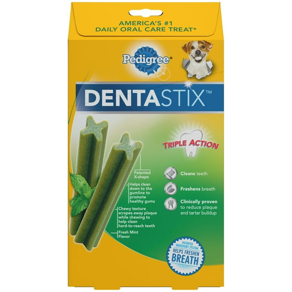 PEDIGREE DENTASTIX Toy/Small Dental Dry Dog Treats Fresh - 5.26 oz. Pack (21 Treats)