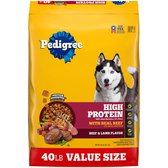 Pedigree High Protein Beef & Lamb Flavor Adult Dry Dog Food 40 lb. bag