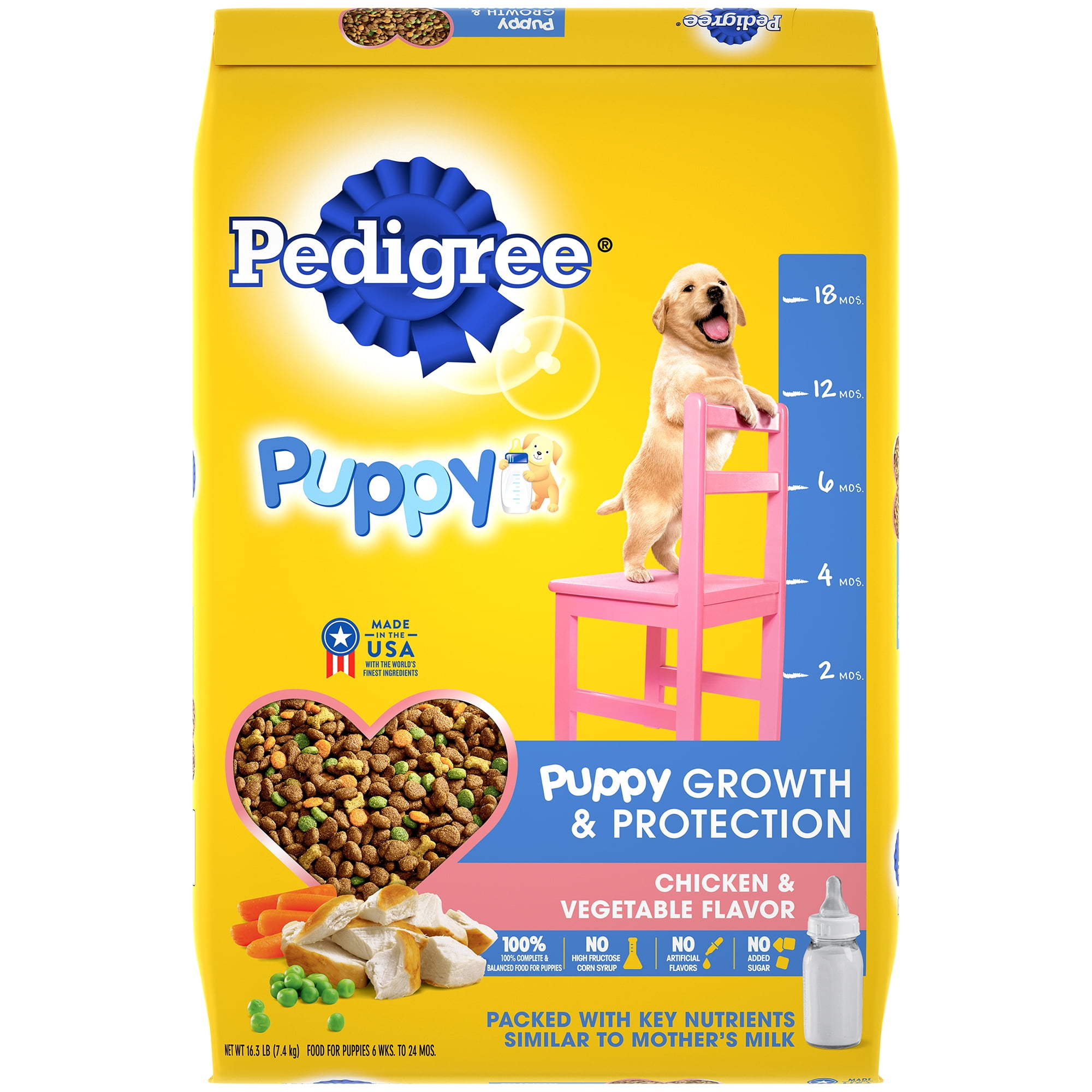 PEDIGREE Puppy Growth Protection Dry Dog Food Chicken Vegetable Flavor 16.3 lb. Bag