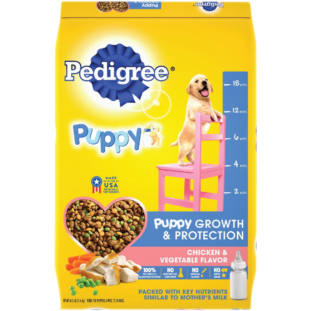 Pedigree Puppy Growth & Protection Dry Dog Food Chicken & Vegetable - Kibble - 16.3 lbs