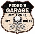 thumbnail image 1 of PEDRO'S Garage My Tools My Rules Skull 12x12 Metal Sign 211110025180, 1 of 1