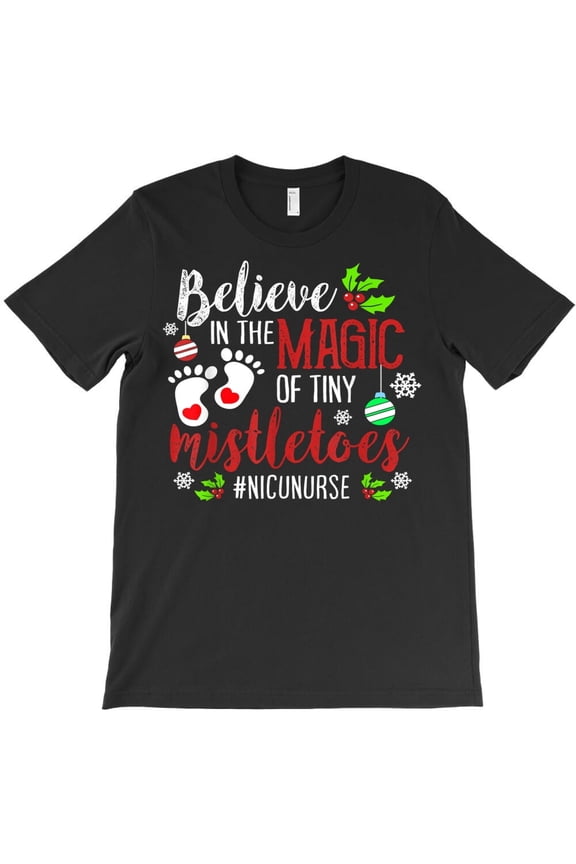 PEDS NICU Nurse Believing In The Magic Of Tiny Mistletoe Funny Christmas Graphic - Trending Now, H8127 Unisex T-Shirt, Up to 5XL Available
