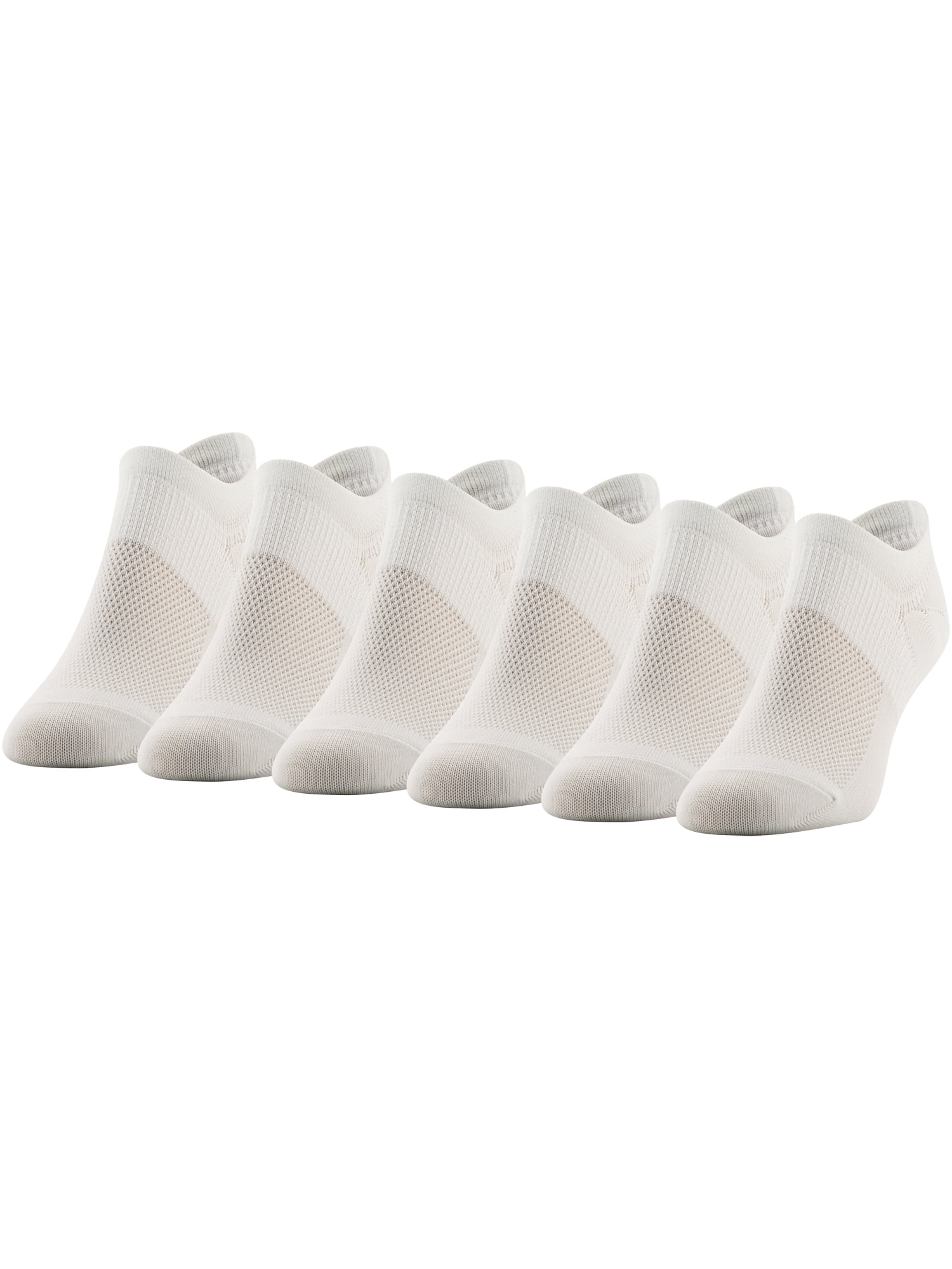 PEDS Women's All Day Active Nylon Invisible Socks White, 6 Pairs, Sizes 5-10