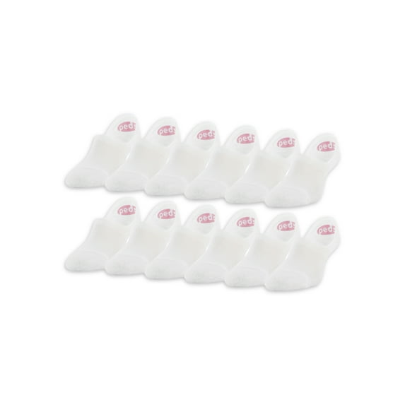 PEDS Women's Cushion Heel High Cut Liner Socks, Shoe Sizes 5-10 and 8-12, 12 Pairs