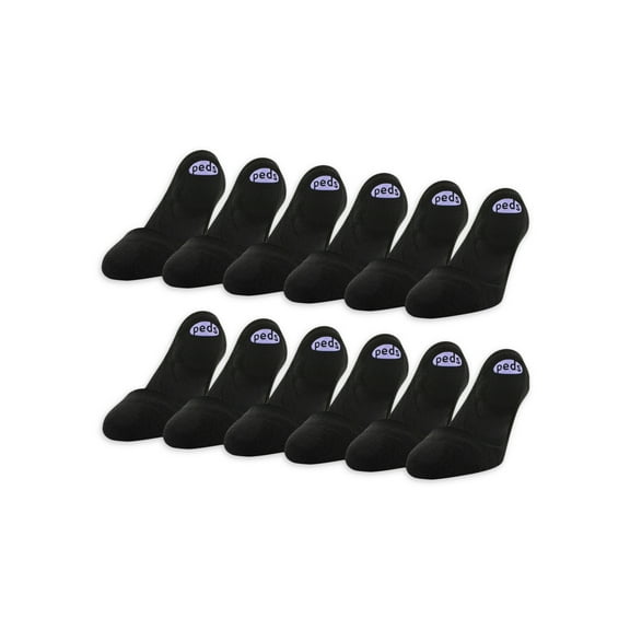 PEDS Women's Cushion Heel and Toe Low Cut Liner Socks, Shoe Sizes 5-10 and 8-12, 12 Pairs