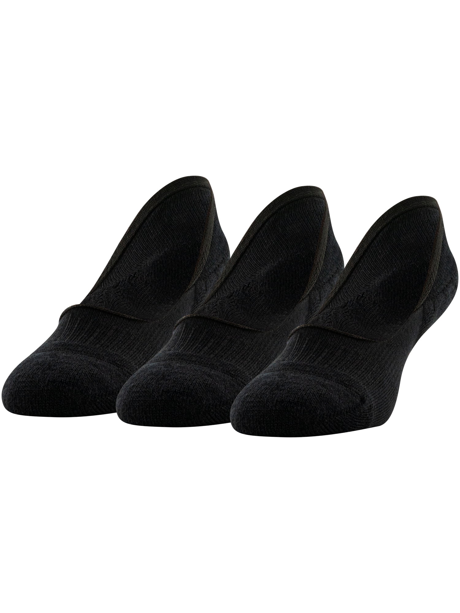 PEDS Women's Cushion Mid Cut Liner No Show Socks Black, 3 Pairs, Sizes 5-10