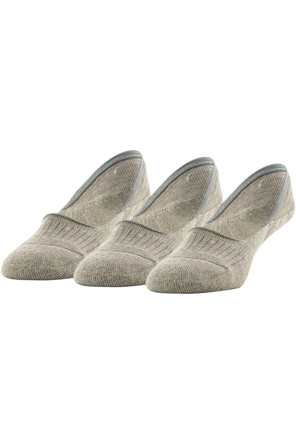 Women's Cushion Mid Cut Liner No Show Socks Gray Heather, 3 Pairs, Sizes 5-10