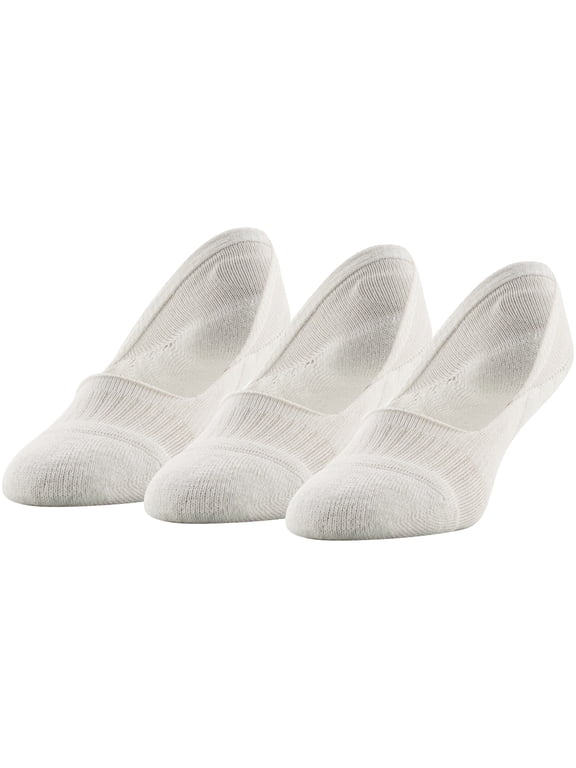 Women's Cushion Mid Cut Liner No Show Socks White, 3 Pairs, Sizes 5-10