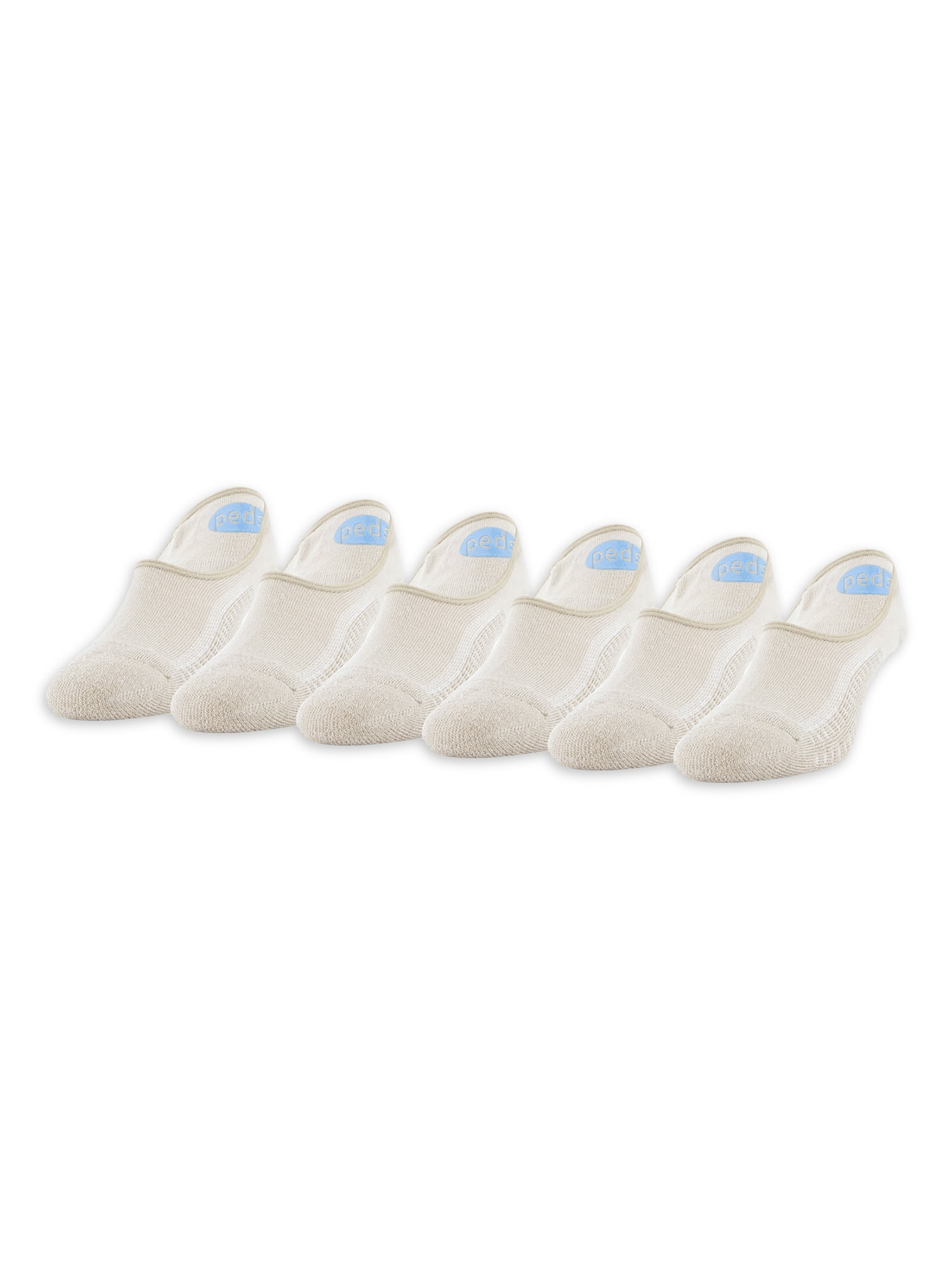 PEDS Women's Cushion Mid Cut No Show Liner Socks, Shoe Sizes 5-10 and 8-12,  6 Pairs 
