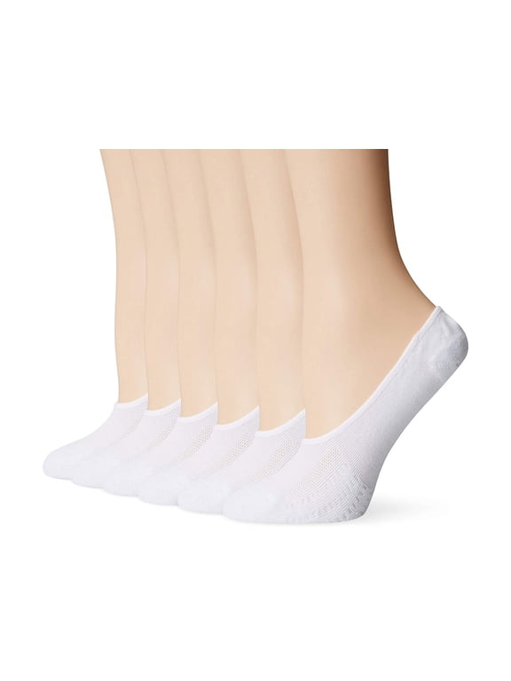 Women's Cushion No-Show Sport Cut Liner 6 Pairs, White, Shoe Size 5-10