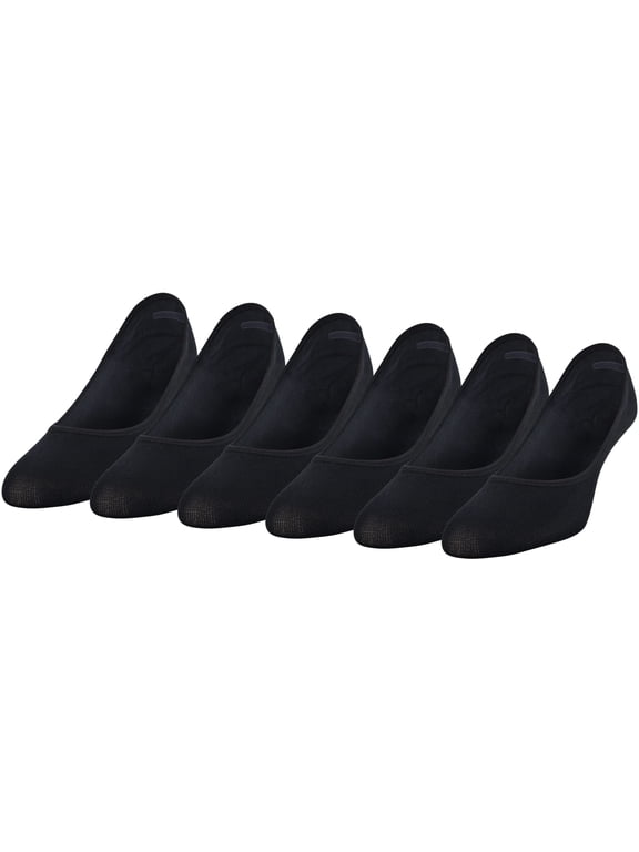 Women's Essential Low Cut No Show Socks, 6 Pairs, Black, Shoe Size: 5-10