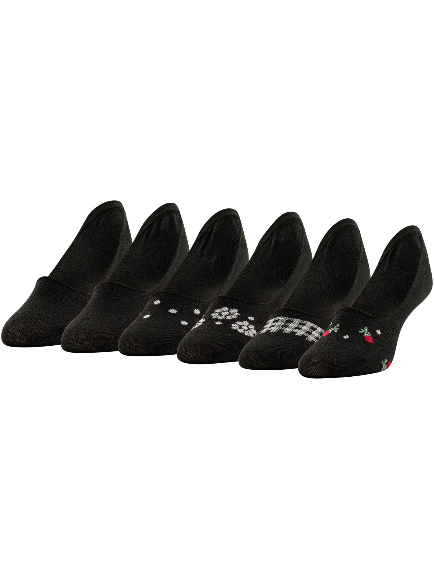 PEDS Women's Fashion Low Cut Socks Black, 6 Pairs, Sizes 5-10