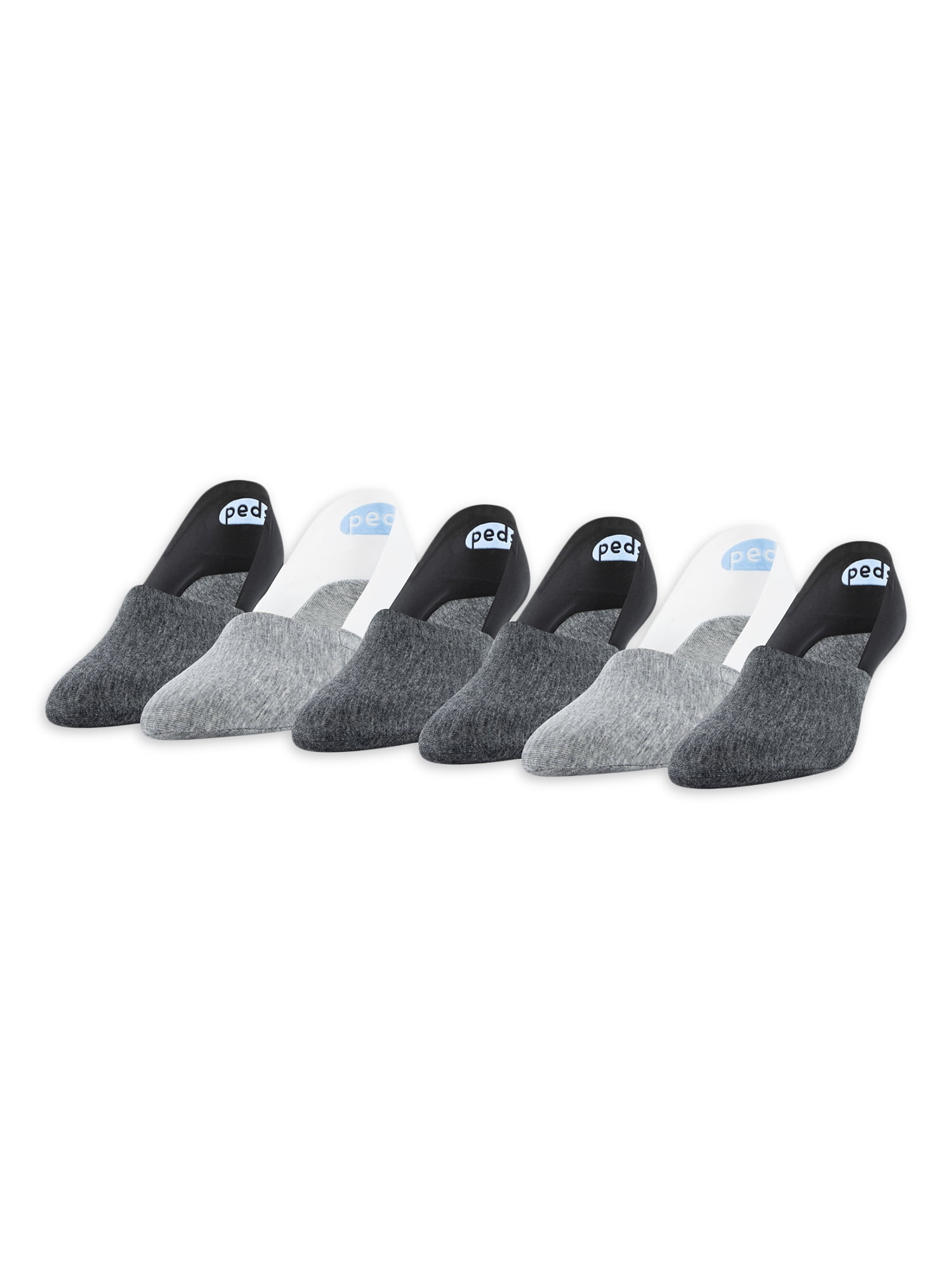 PEDS Women's Smooth Edge Mid Cut No Show Liner Socks, 6 Pairs