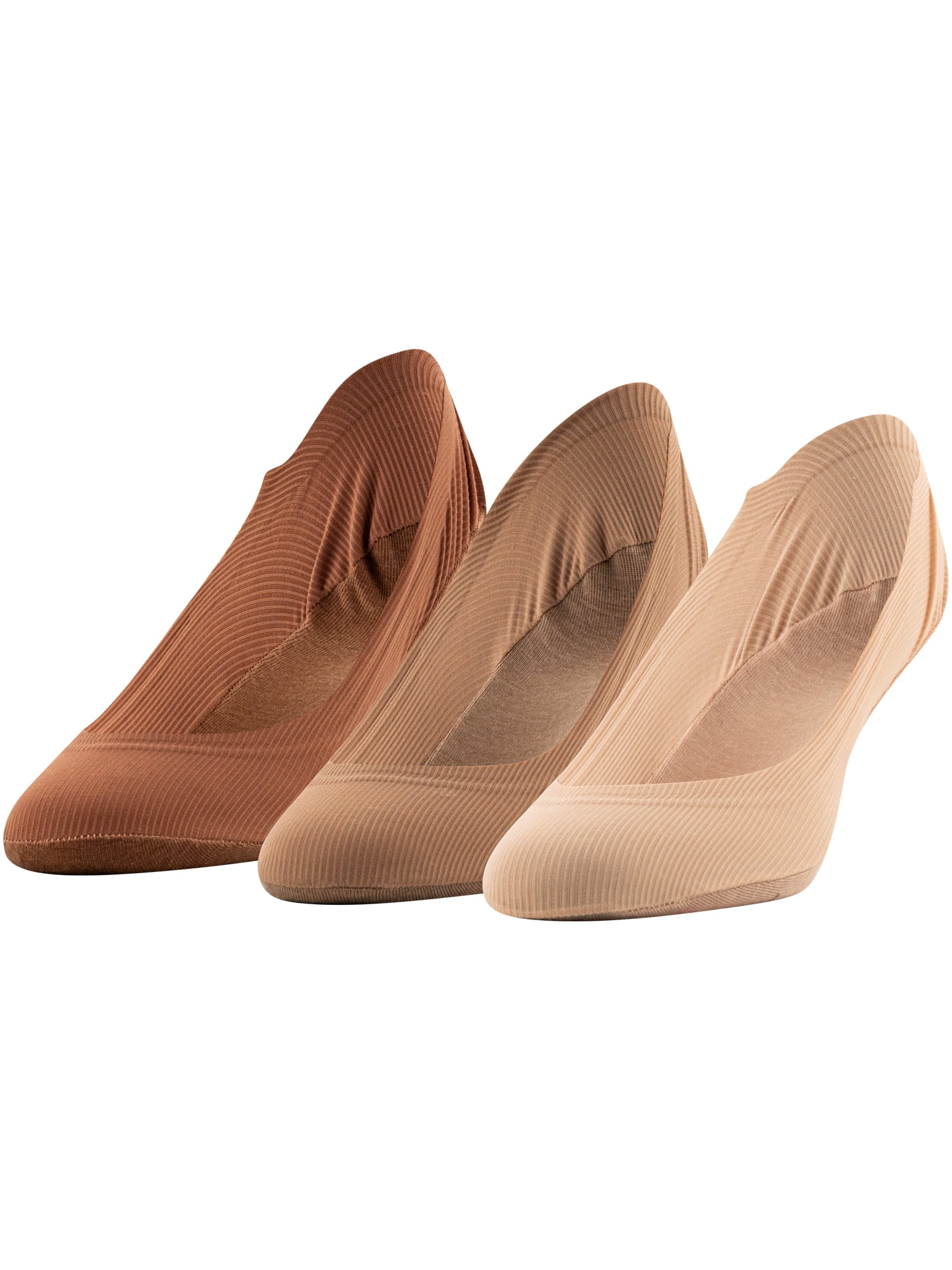 PEDS Women's Smooth Edge Rib Super Low Cut Socks Assorted, 3 Pairs, Sizes 5-10