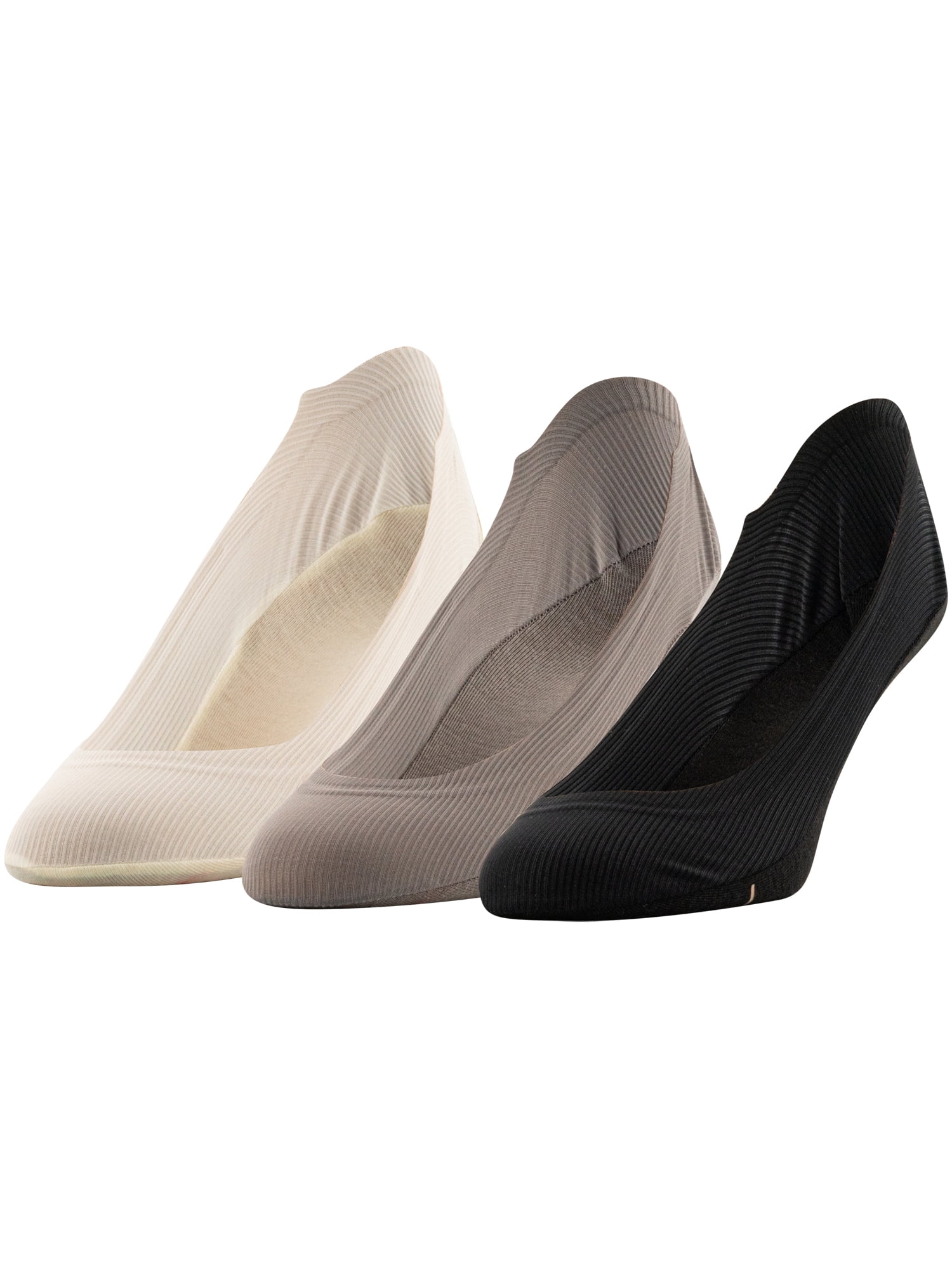 PEDS Women's Smooth Edge Rib Super Low Cut Socks Assorted, 3 Pairs, Sizes 8-12