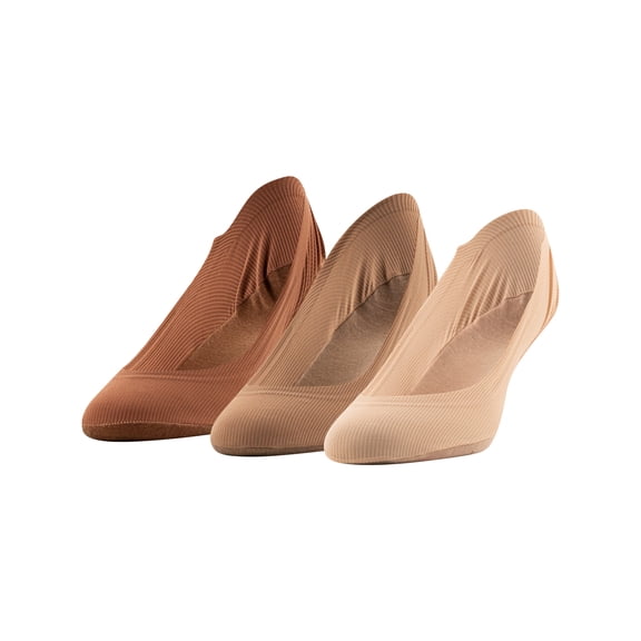 PEDS Women's Smooth Edge Rib Super Low Cut Socks Assorted, 3 Pairs, Sizes 5-10