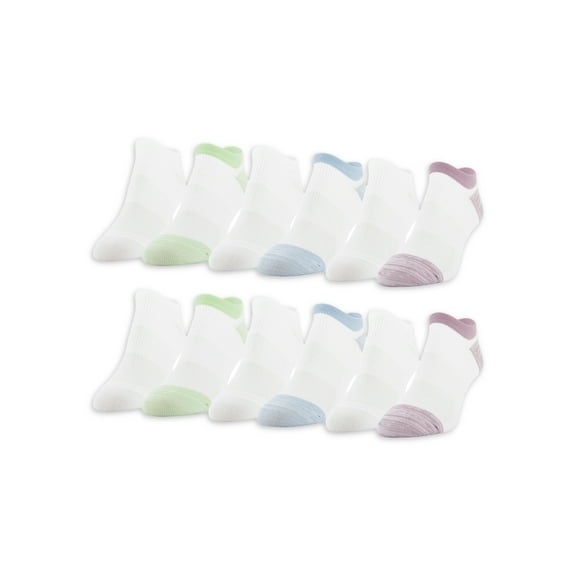PEDS Womens All Day Active No Show Socks, Shoe Size 5-10, 12 Pairs