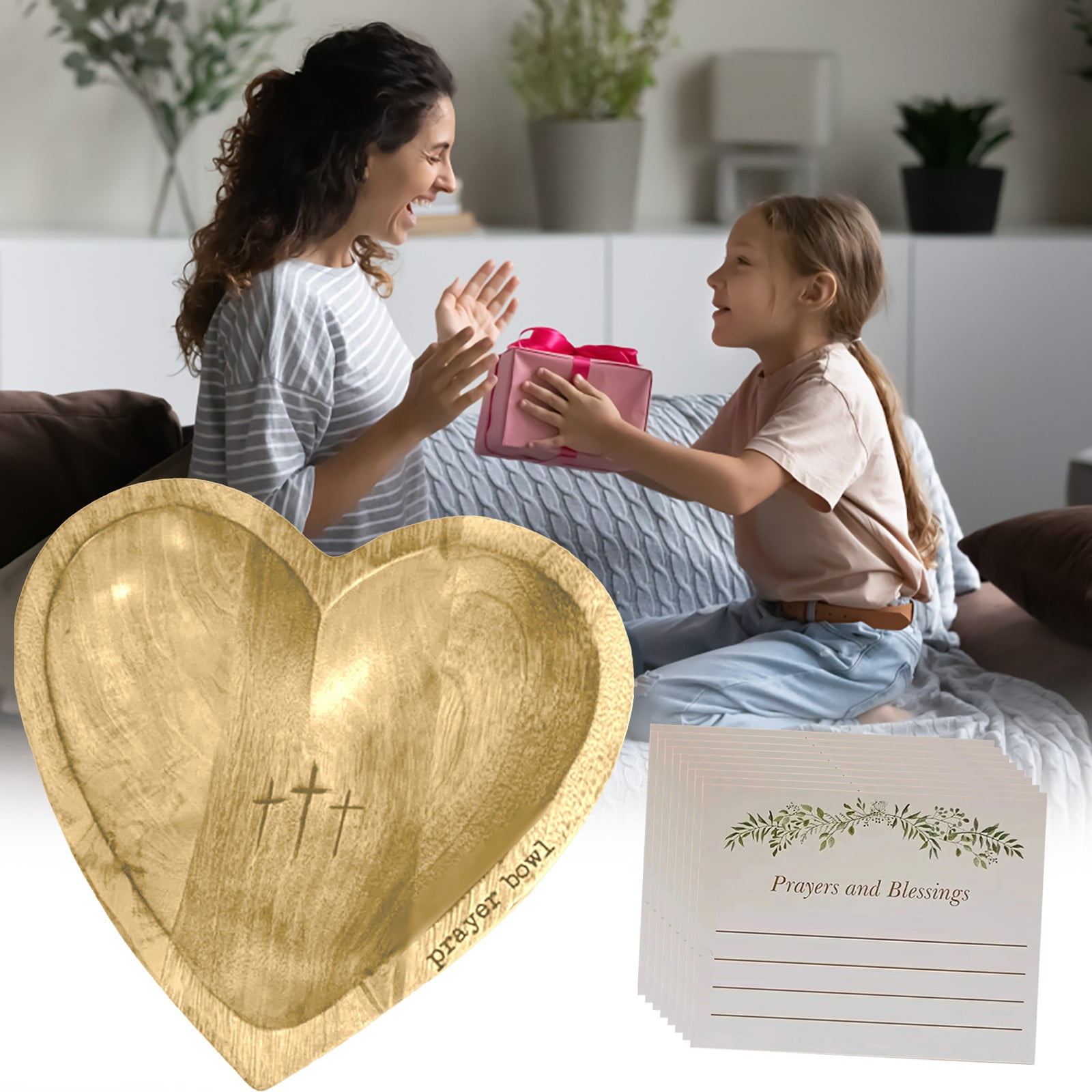 PEEIUO LFWCZS Gifts Heart Prayer Bowl Prayer Dough Bowl with Prayer