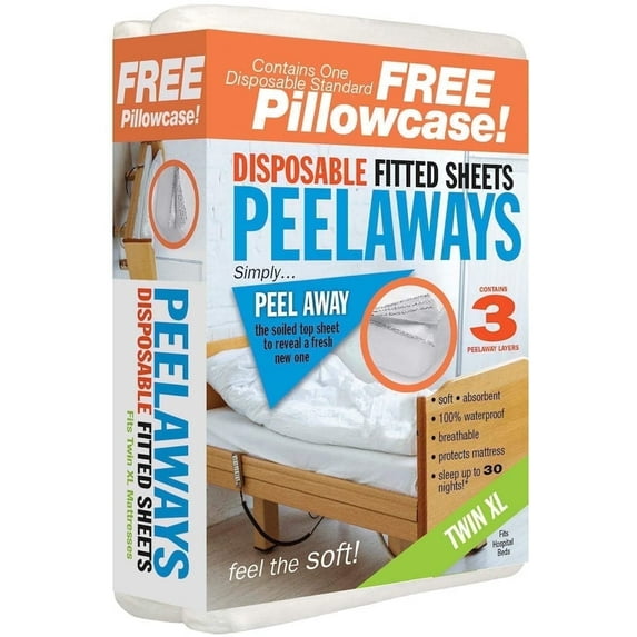 Peelaways Waterproof Disposable Bed Sheets – As Seen On Shark Tank | 3-Layer Absorbent Wellness Sheets for Elderly, Homecare, Hospital Use and Travel