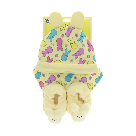 PEEPS Bunny 3-Piece Baby Gift Set with Hat, Bib, and BootiesYellow