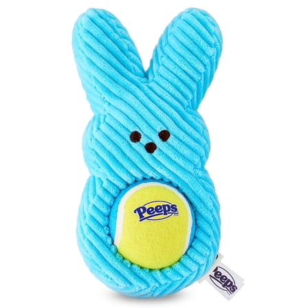 PEEPS® Easter 7.5 inch Blue Bunny Plush Dog Toy with Tennis Ball