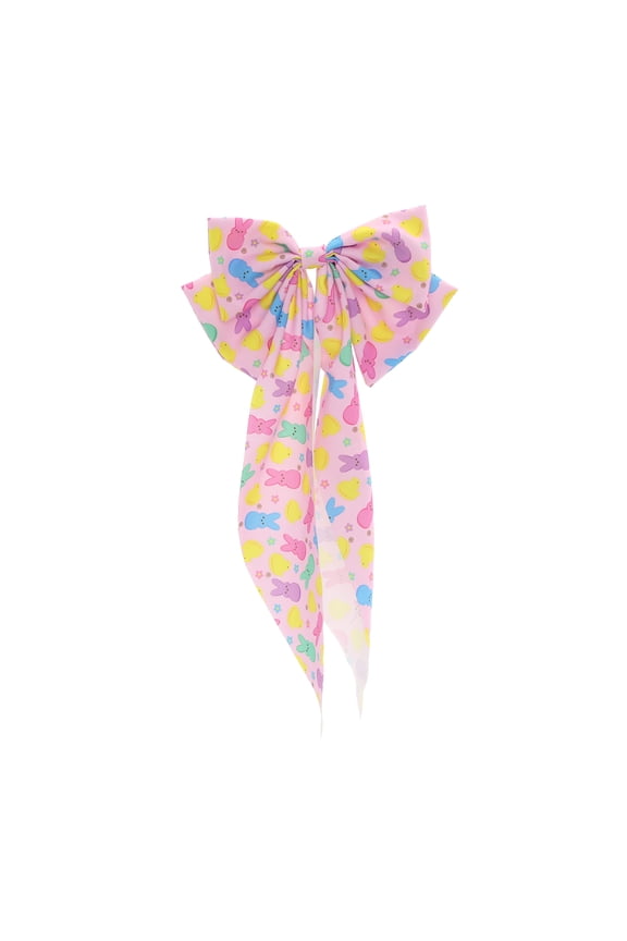 Colorful PEEPS Bunny Print Bow Hairclip for Easter