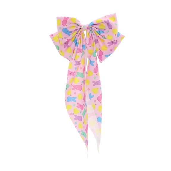 Colorful PEEPS Bunny Print Bow Hairclip for Easter