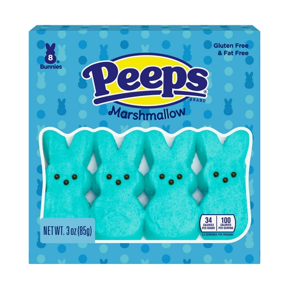 PEEPS, Blue Marshmallow Bunnies Easter Candy, 8 Count (3.0 Ounce)