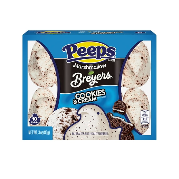 PEEPS, Breyers Cookies and Cream Flavored Marshmallow Chicks, 10 Count (3.0 Ounce)