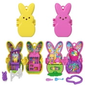 Polly Pocket x PEEPS, Doll & 2 Playsets with 7 Themed Accessories, Compact Travel Toy with Keychain Clip