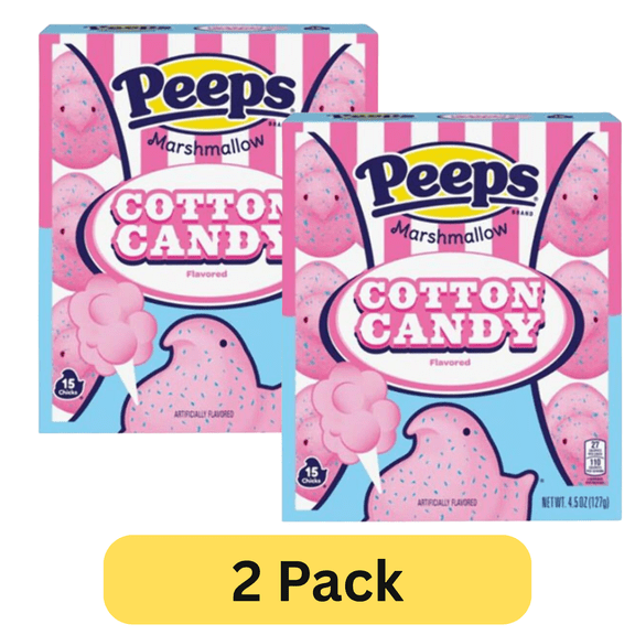PEEPS Cotton Candy flavor, 15 count, Pack of 2 - Marshmallow Chicks perfect for Easter