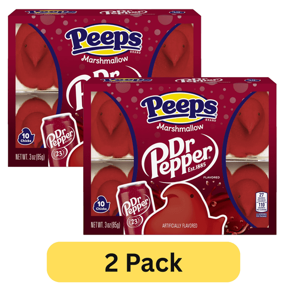 PEEPS, Dr Pepper Flavored Marshmallow Chicks, Easter Candy, 10ct (3.0oz), Pack of 2