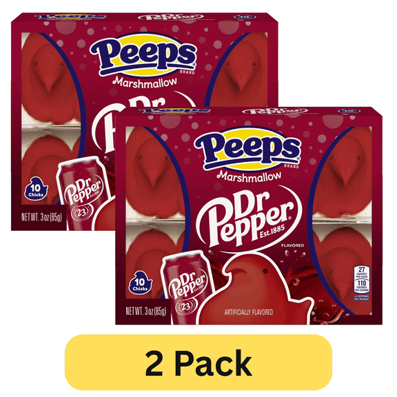 PEEPS, Dr Pepper Flavored Marshmallow Chicks, Easter Candy, 10ct (3.0oz), Pack of 2