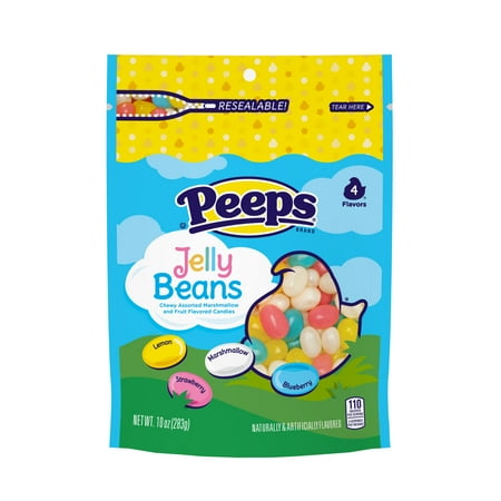 PEEPS Flavored Jelly Beans, Chewy Assorted Marshmallow and Fruit Flavored Easter Candy, 10 Ounce Bag