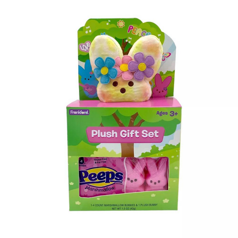 Peeps Easter Plush Flower Power Bunny Toy, Stuffed Candy Basket