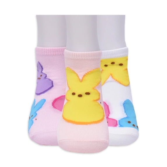 PEEPS Girls No Show Socks, Gift Box, 3 pairs, Pastel Colors