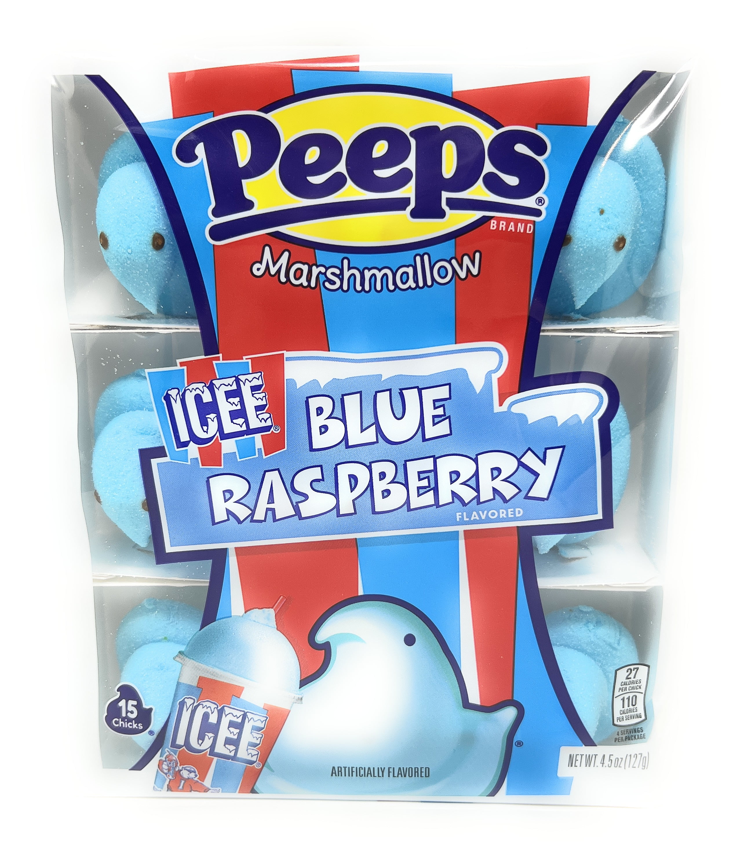 PEEPS Icee Blue Raspberry Treat Flavored Marshmallow Chicks, 15 Count