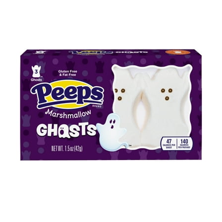 PEEPS Marshmallow Ghosts Halloween Candy, 3 Count (1.5 Ounce)