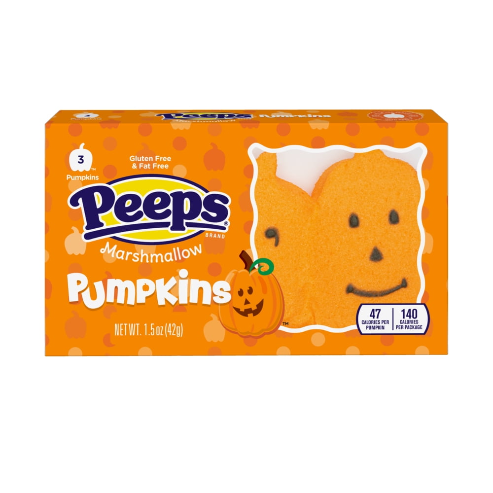 PEEPS Marshmallow Pumpkins Halloween Candy, 3 Count (1.5 Ounce)