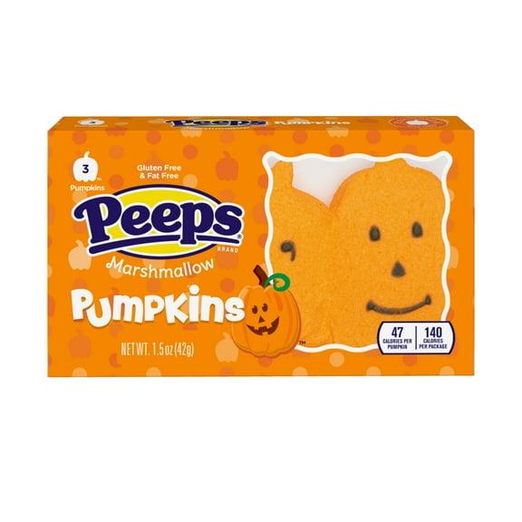PEEPS Marshmallow Pumpkins Halloween Candy, 3 Count (1.5 Ounce)