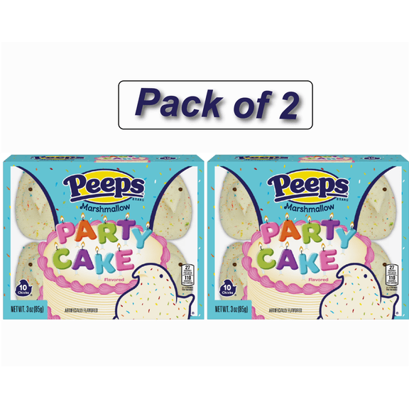 PEEPS, Party Cake Flavored Marshmallow Chicks Easter Candy, 10 Count. 3.0 oz (Pack of 2)