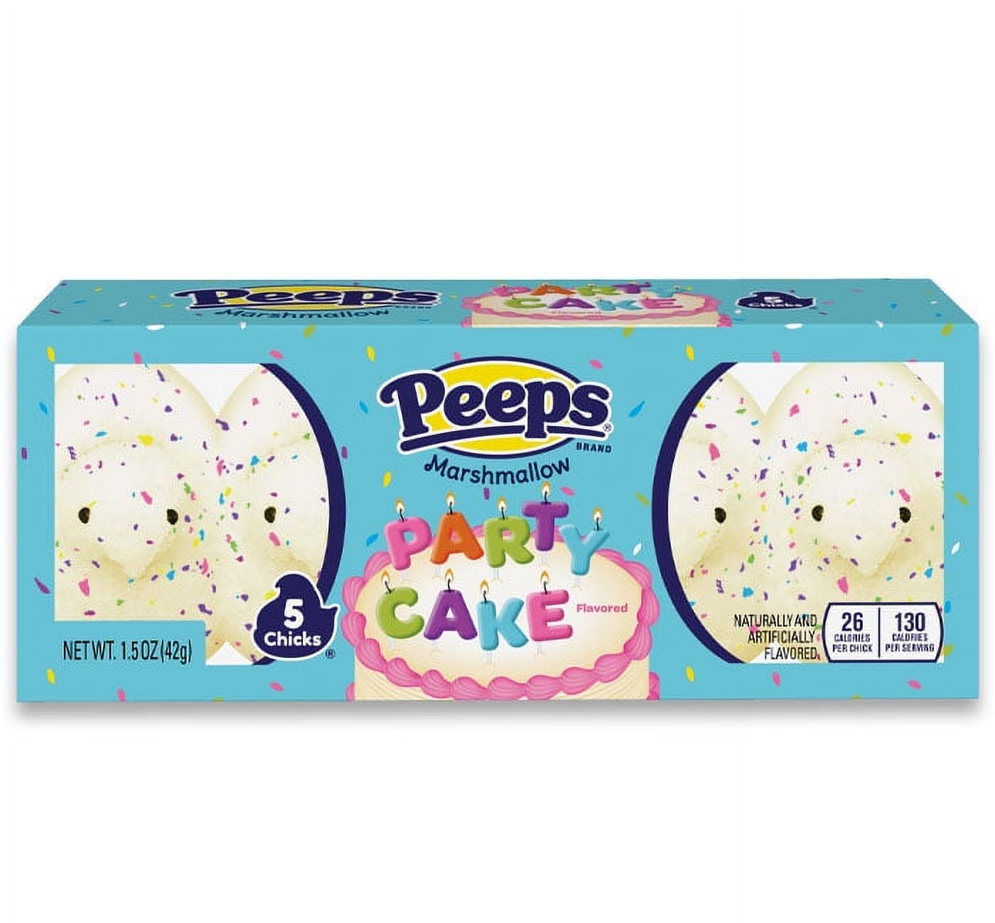 PEEPS, Party Cake Flavored Marshmallow Chicks Easter Candy - 5 Count (1.5 Ounces)
