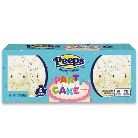 PEEPS, Party Cake Flavored Marshmallow Chicks Easter Candy - 5 Count (1.5 Ounces)