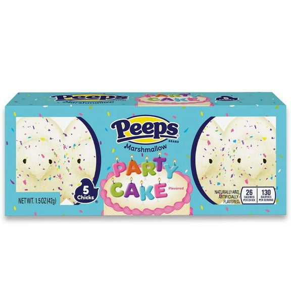 PEEPS, Party Cake Flavored Marshmallow Chicks Easter Candy - 5 Count (1.5 Ounces)