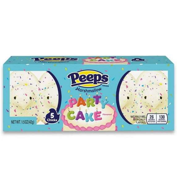 PEEPS, Party Cake Flavored Marshmallow Chicks Easter Candy - 5 Count (1.5 Ounces)