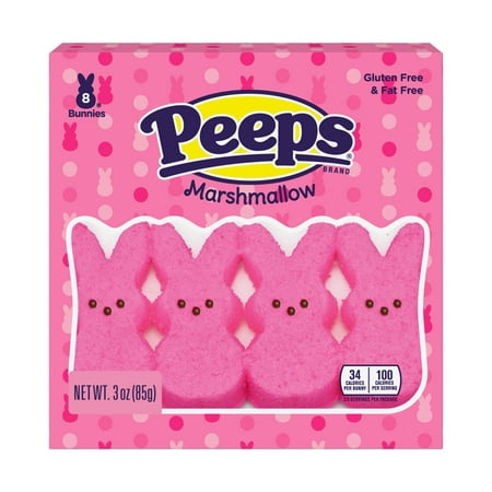 PEEPS, Pink Marshmallow Bunnies Easter Candy, 8 Count (3.0 Ounce)