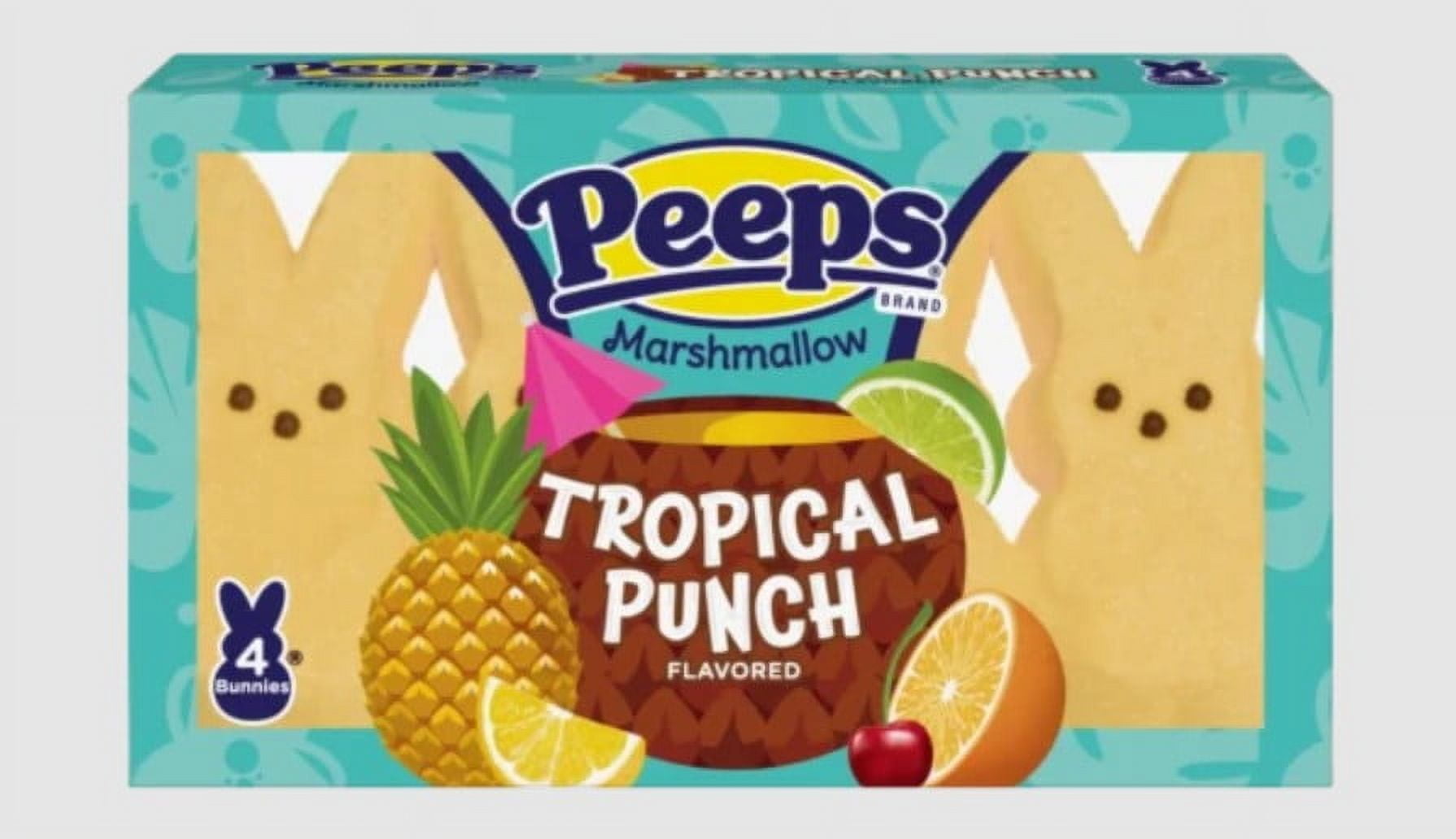 PEEPS Tropical Punch Marshmallow Bunnies, Easter Candy - 4 Count (1.5 Ounces)